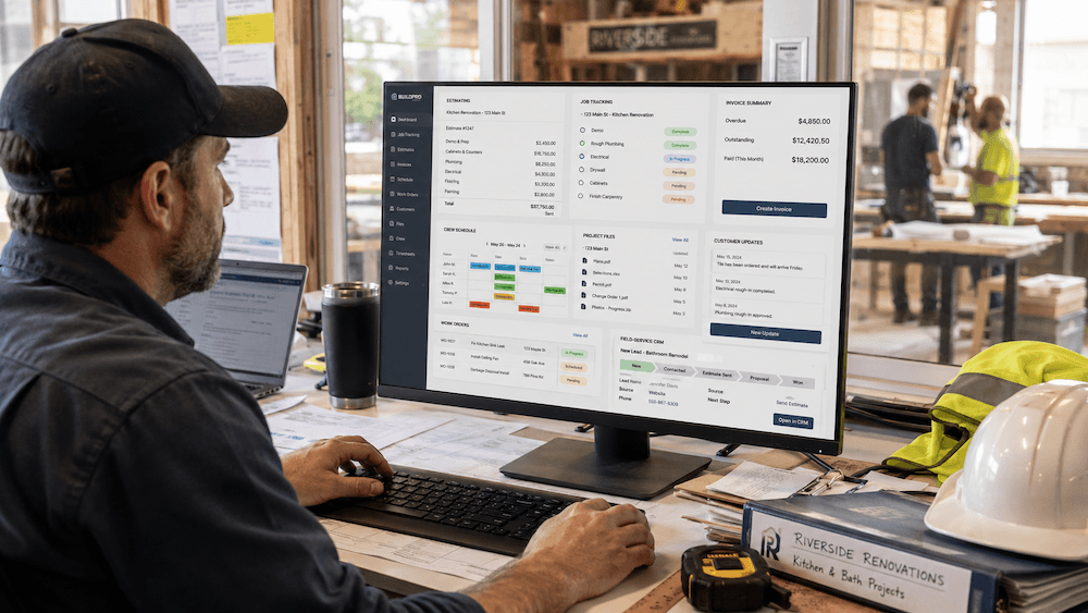 Contractor and trades software estimating and job tracking dashboard