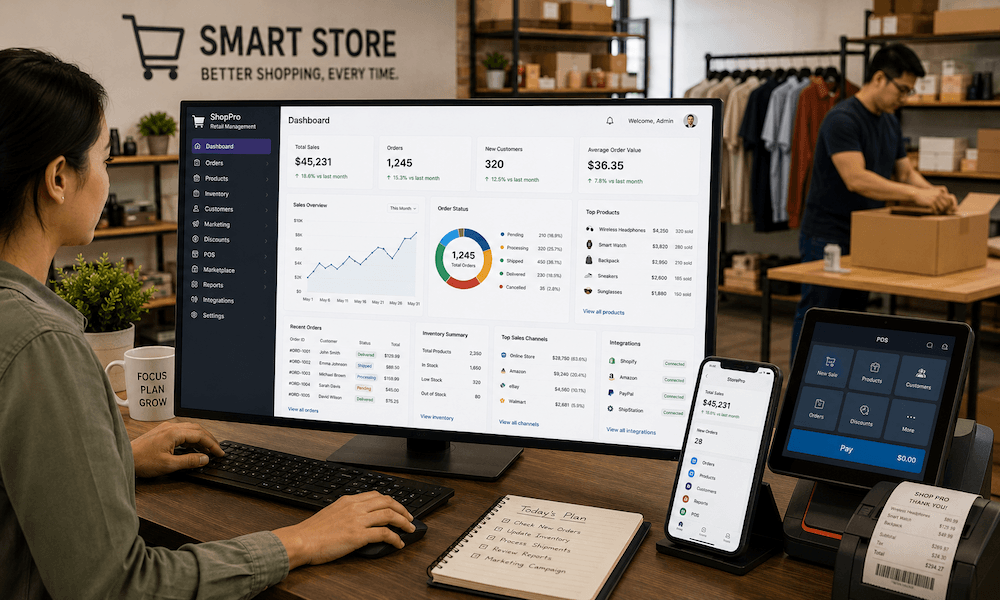 eCommerce and retail software inventory and order management dashboard