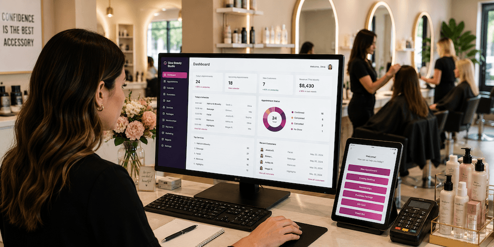 Salon spa and beauty software booking and client management dashboard